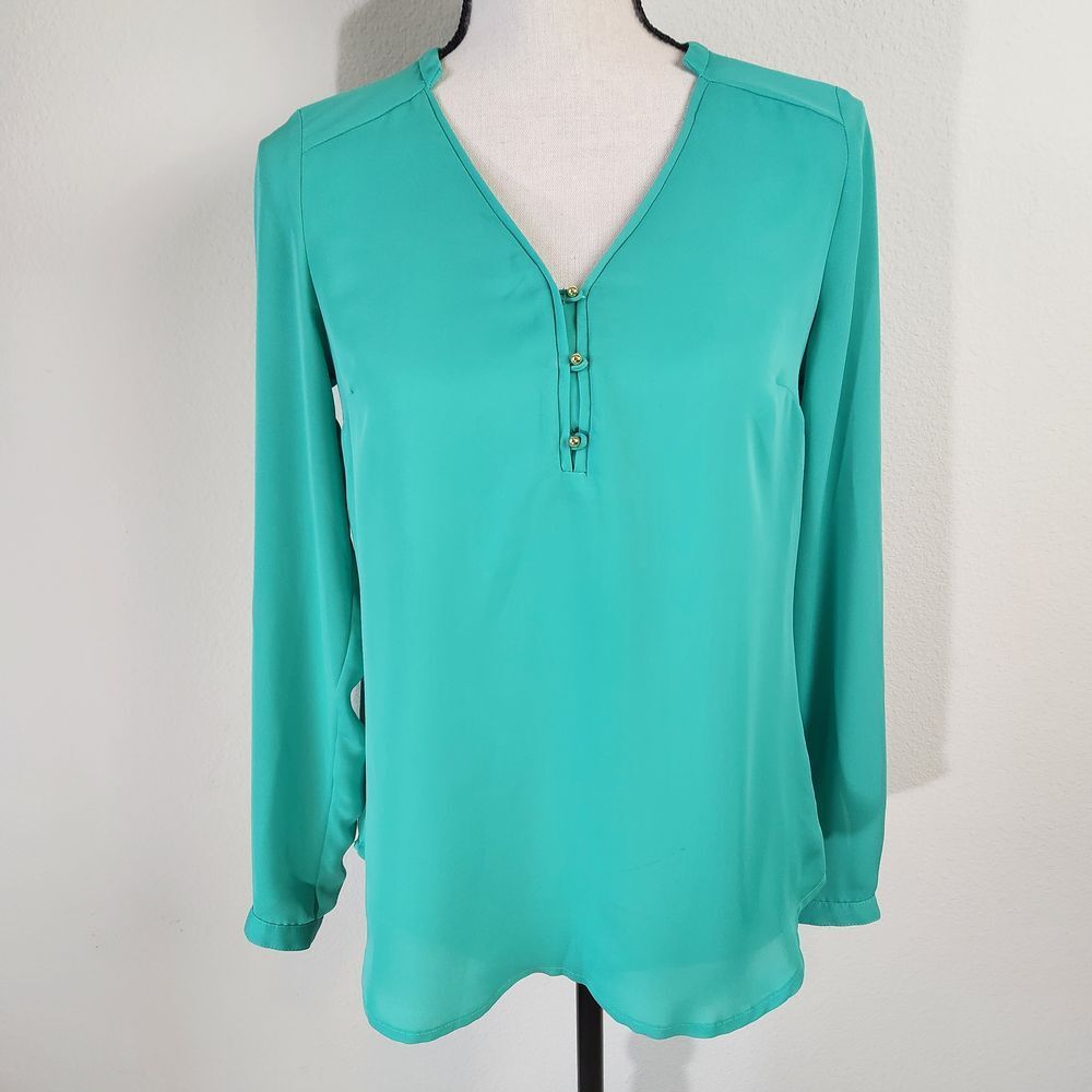 LC Lauren Conrad Womens XS Green Long Sleeve‎ Blouse